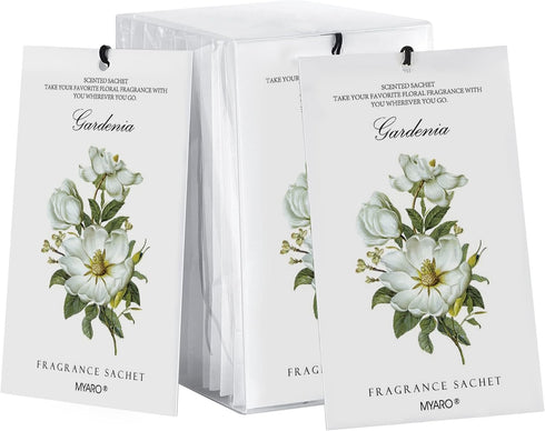 MYARO 12 Packs Gardenia Scented Sachets for Drawer and Closet, Long-Lasting Home Fragrance Sachet for Lover...