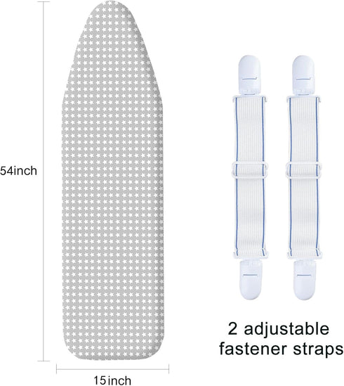 Ironing Board Cover and Pad 15" x 54", 4 Layers Extra Thick Iron Board Cover, Standard Size Ironing Board Cover Scorch Resistant Elastic Edge and ...