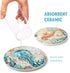 Absorbent Coasters Stone Coaster Set of 8, Cork Base, with Holder, RayPard Beach Theme Sea Life Coastal Coasters for Housewarming Apartment Kitche...