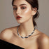 Black White Silver Gemstone Crystal Beaded Layered Choker Necklaces for Women, Dainty Y2k Handmade Triple Stone Beads Chain Twisted Necklace Beach...
