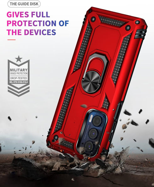 Androgate Compatible with Motorola Moto Edge 2021 Case - Moto Edge 5G UW Case with HD Screen Protectors, Military-Grade Metal Ring Kickstand, 15ft...