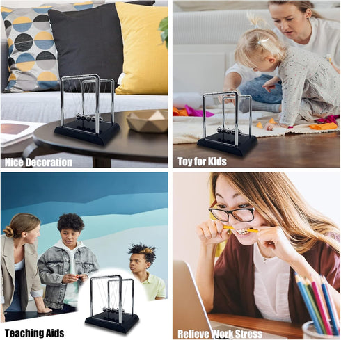 Newtons Cradle Balance Pendulum, Swinging Kinetic Balls, Fun Science Learning Accessories Physics Toy, Calm Down Fidgets Kit, Desk Toys for Stress...