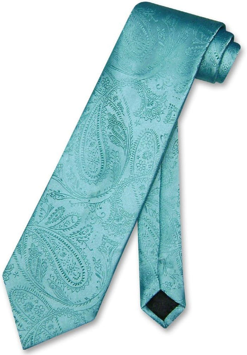 Vesuvio Napoli NeckTie TURQUOISE BLUE Color Paisley Design Men's Neck Tie...