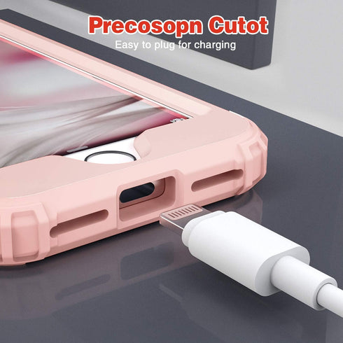 IDweel for iPhone 8 Case with Tempered Glass Screen Protector, for iPhone 7 Case, 3 in 1 Shockproof Slim Hybrid Heavy Duty Hard PC Cover Soft Sili...