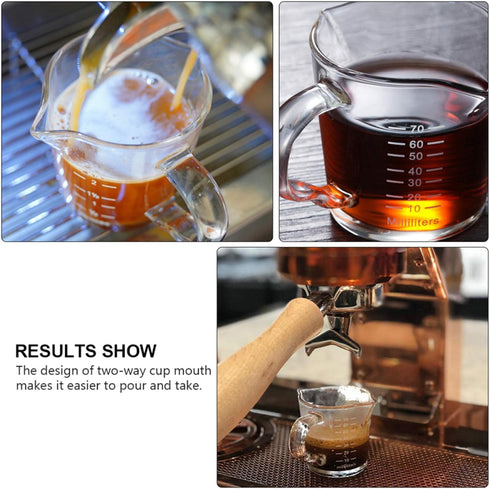 70ml Mini Glass Measuring Cup with handle 2 oz Shot Glass Espresso Jugs Measure Cup Glass Jigger Spirit Round Graduated Beaker Measuring Cup for B...