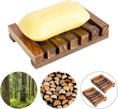 6 Pack Home Bathroom Wooden Soap Case Holder Natural Wood Hand Craft Soap Dish Sponge Holder for Soap Sponges, Scrubber...