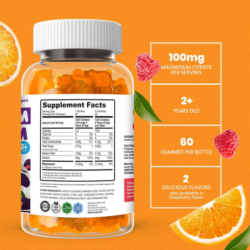 DR. MORITZ Sugar-Free Calm Magnesium Gummies for Kids and Adults - Kids Magnesium Gummies - Magnesium Citrate Gummies (60 Count, Orange)...