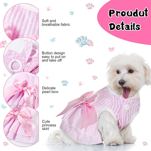 4 Pieces Dog Dresses for Small Medium Dogs Puppy Clothes Summer Princess Pet Dresses Girl Female Doggie Tutu Skirt Apparel for Chihuahua Yorkies P...
