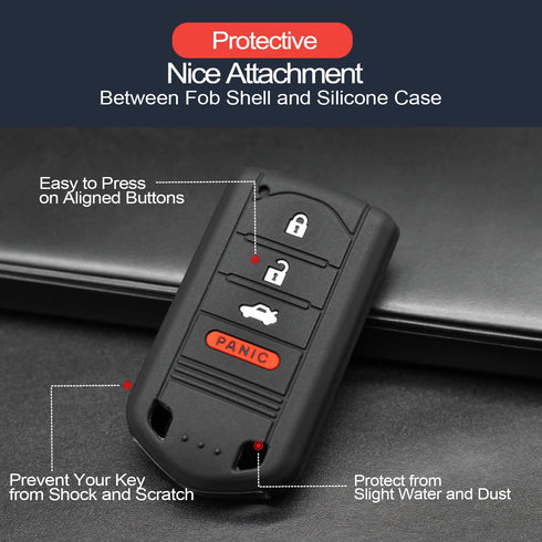 2pcs Compatible with Acura ILX RDX TL ZDX Black Key Fob Cover Case Key Chain Protector Keyless Remote Holder Smart 4 Buttons...