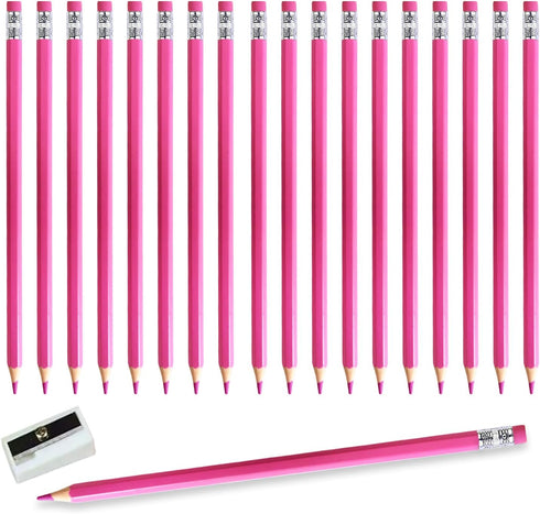 25pcs Checking Pencils advertising pencil Erasable Pencils Pre-Sharpened #2 HB with Eraser including a Free sharpener (Pink)...