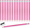 25pcs Checking Pencils advertising pencil Erasable Pencils Pre-Sharpened #2 HB with Eraser including a Free sharpener (Pink)...