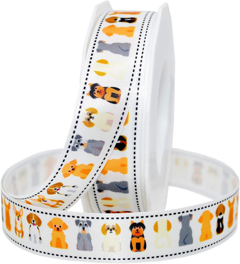 Morex Precious Pets - Front and back Dogs Ribbon, Satin, 7/8 inch by 20 yards, White...
