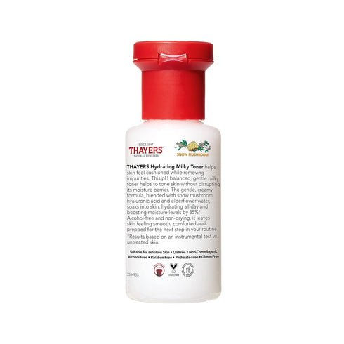 Thayers Milky Hydrating Face Toner with Snow Mushroom, Hyaluronic Acid and Elderflower, Dermatologist Recommended Gentle Alcohol Free Facial Skinc...