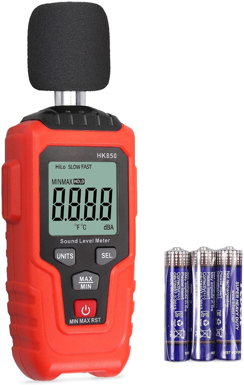 Digital Sound Level Meter Decibel Meter -35dB?135dB LCD Display,Min/Max/Hold Function Temperature Measurement- Noise Reader DB Meter for Home,Engi...