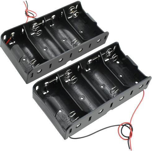 SDTC Tech 2-Pack 4 Slot D Cell Battery Holder 6V D Size Battery Case Box with Wire Leads...