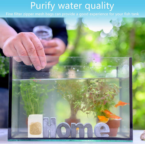 Aquarium Filter Media Bags Fish Tank Media Mesh Filter Bags White Fine Mesh Filter Bags Reusable Bags with Zipper for Activated Carbon Resins Filt...