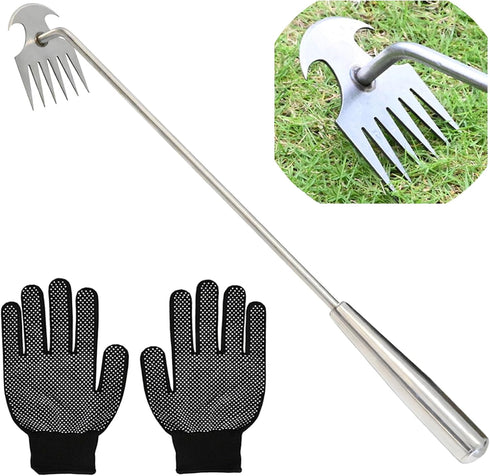 23.6 inch Long Handle Garden Weeding Tool,Hand Weed Pulling Tools,Stainless Steel Weed Puller Tool for Gardening,Weeder Tool for Garden,Garden Too...