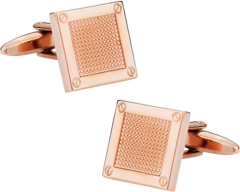 Contemporary Rose Gold Square Cufflinks with Presentation Box...