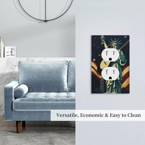 Statue of Liberty Holding Guitar Light Switch Cover 1 Gang Outlet Plate Single Duplex Wall Plate Covers Decorative Switchplate Covers Electrical F...