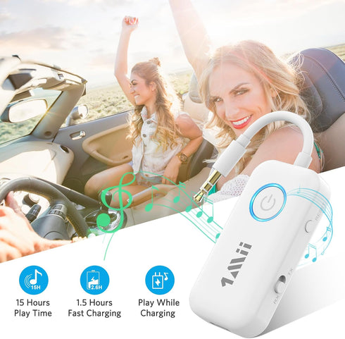1Mii Bluetooth 5.3 Transmitter Receiver for Airplane/TV to 2 Headphones/AirPods, Dual Links Wireless Audio Adapter w/aptx Low Latency/HD/AptX Adap...