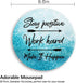 Positive Round Mouse Pad, Blue Small Mouse Pad with Non-Slip Rubber Base, Stitched Edge Mousepad for Desk Wireless Mouse, Gaming Mouse Mat for Com...