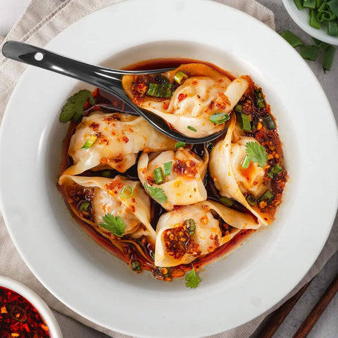 Black Ceramic Soup Spoons Set, 6.75 inch Deep Oval Hook Design, Dishwasher Safe - Perfect for Ramen, Pho, Noodles, Stews, Wonton, Dumpling, Miso...