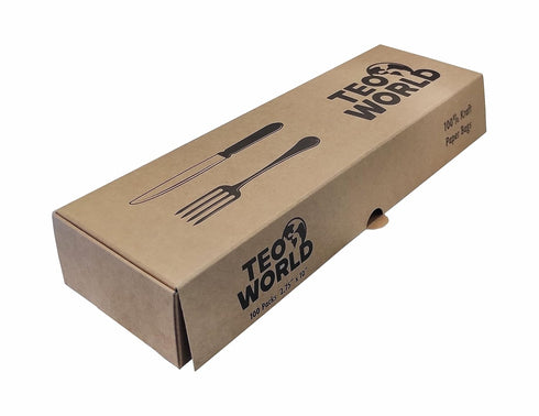 100 Pack 100% Brown Kraft Paper Bags, 2.75 x 10 inches Brown Plain Bag Kitchen Cutlery Utensils Holder...