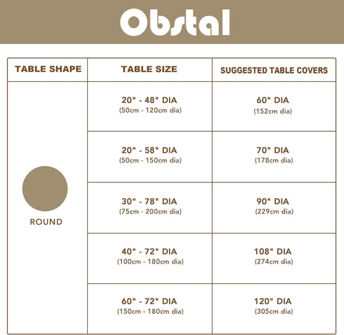 Obstal 210GSM Round Table Cloth, Oil-Proof Spill-Proof and Water Resistance Microfiber Tablecloth, Decorative Fabric Circular Table Cover for Outd...
