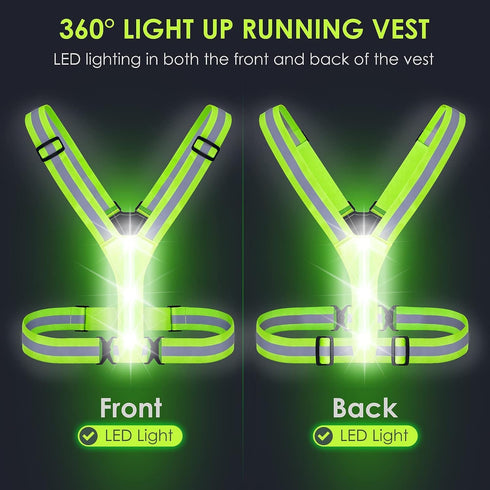 Led Reflective Vest Safety Gear, Rechargeable Light Up Running Vest High Visibility at Night Adjustable Vest for Runners Riders Walkers Men Women...
