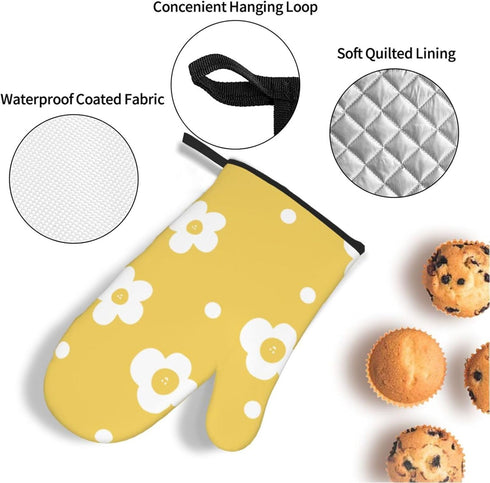 Kitchen Mittens Oven Pot Holders Non Oven Mitts and Potholders Contracted Floral Baking Mitts 4 Pcs (05)...