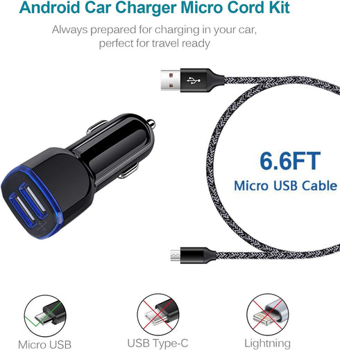 Car Charger Android for Samsung Galaxy J7 Crown/Prime/Pro/Sky Pro/Refine/Neo/Luna/Eclipse,J7 V 2nd/Perx/Star,J6 Plus J5 J4 J3 S7 Edge S6 S5 S4 S3 ...