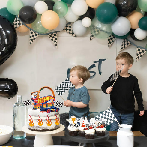Fire Car Cake Topper Race Car Happy Birthday Cake Decoration,car cake topper birthday decorations 20PC...