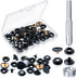 12 Sets Snap Fastener Kit, Press Studs Snap Fasteners Clothing Snaps Button with 2 Pieces Installation Tools for Bags, Jeans, Clothes, Fabric, Lea...