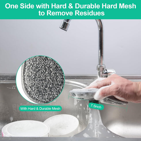 Upgrated Dual-Sided Sponges Kitchen, 6 Pack Microfiber Non Scratch Dish Scrub Sponge, All Purpose Dish Washing Scrubber for Cleaning Dishes, Kitch...