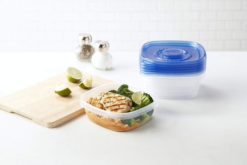Glad Food Storage Containers for Everyday Use, Medium Square - Standard Meal Container Holds up to Twenty-Five Ounces, Blue, 25 oz - 5 Count...