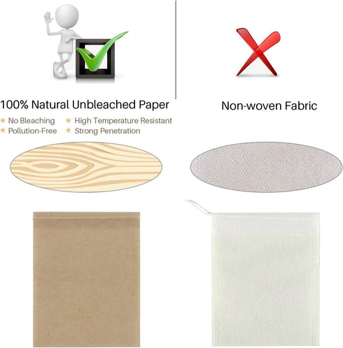 300PCS Tea Filter Bags, Disposable Paper Tea Bag with Drawstring Safe Strong Penetration Unbleached Paper for Loose Leaf Tea and Coffee?6x8CM?...
