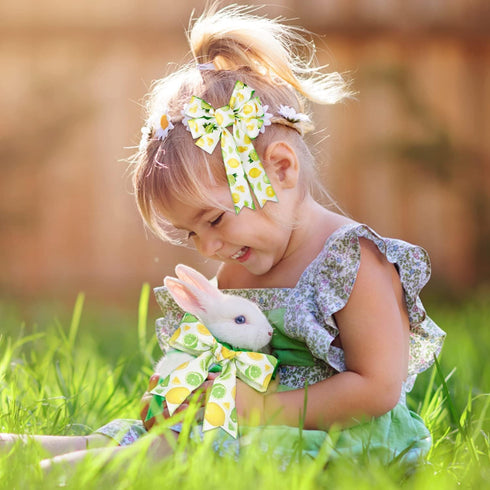 CCINEE 4 Rolls Wired Edge Ribbons with Lemon,2.5 Inch×26 Yards Yellow Satin with Lemon Polka Dot Stripe Plaid Check for Wreath Floral Arrangements...