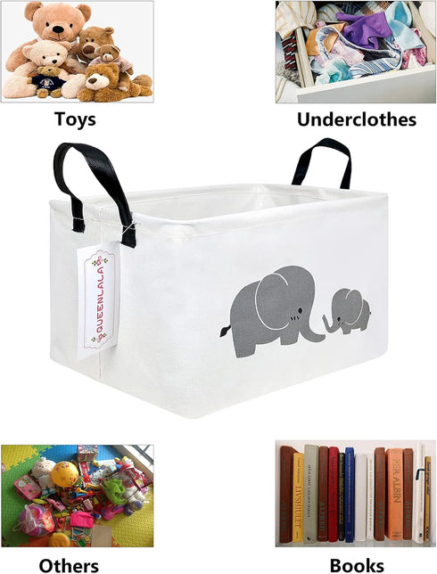 QUEENLALA Rectangular Laundry Hamper/Foldable Nursery Laundry Basket for Organizing/Storage Bin Baskets/Children Toy Office Bedroom/Toy Bin Closet...