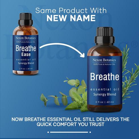 Breathe Essential Oil Blend 60 ml - Breath Sinus Relief with Menthol Oils - for Humidifiers, Diffusers, and Aromatherapy - Nexon Botanics...