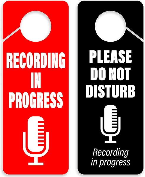 CLEVER SIGNS Recording in Progress - Please Do Not Disturb Sign, Door Knob Hanger 2 Pack, Double Sided, Ideal for Using in Any Room....