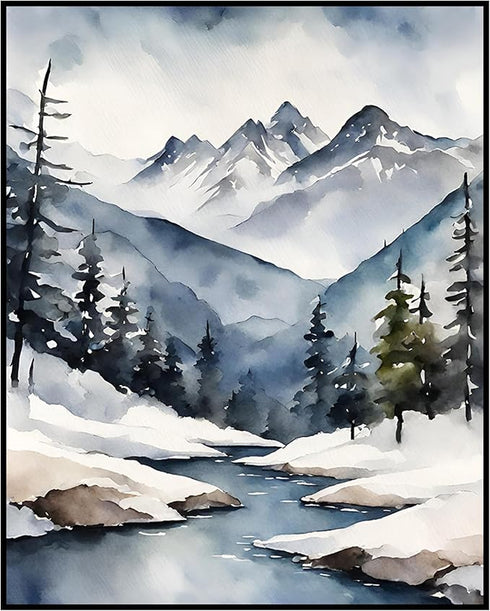 Posterizer 1 pcs-beautiful snowy scenary in winter -5-Landscape & Nature Art-GIft for Men Women Teens-Dining Room Decor- unframed wall art...