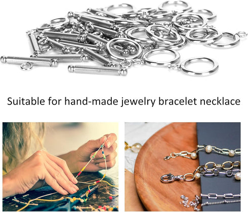 Stainless Steel OT Buckle, Necklace Toggle Clasps Standard Jewelry Connectors End Clasps T Bar Closure DIY Jewelry Making Supplies for Women Brace...