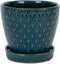 Teal Ceramic Pot with Reactive Glaze for Indoor Plants Planter with Saucer, 4.75 x 5.5 Inch...