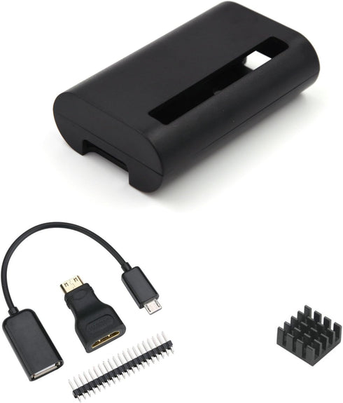 Raspberry Pi Zero Case with Heat Sink and 3 in 1 Adapter Kit Compatible with Raspberry Pi Zero W (Black)...