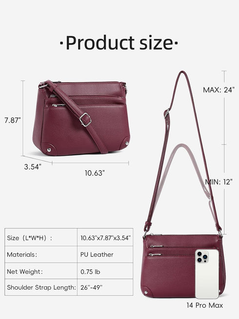 WESTBRONCO Crossbody Bags for Women, Medium Size Shoulder Handbags, Satchel Purse with Multi Zipper Pocket...