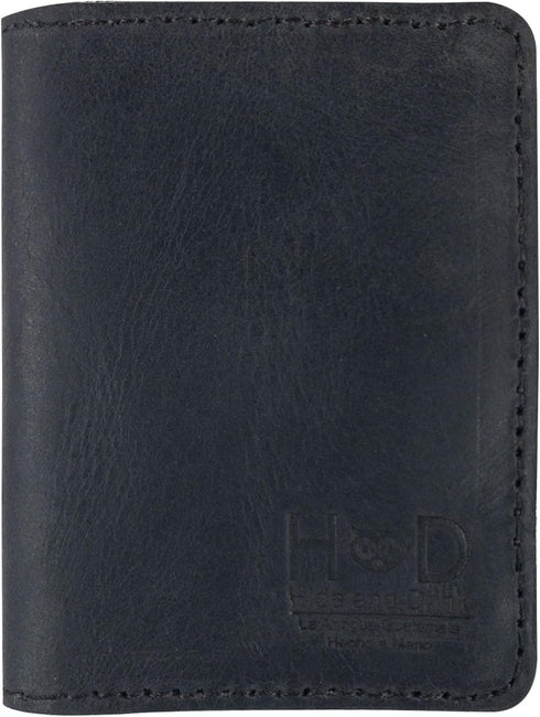 Hide & Drink, Bifold Wallet, Slim Card Holder, Minimalist Traveler Wallet, Vintage Front Pocket Wallet, Full Grain Leather, Handmade, Charcoal Bla...