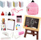 18 Piece Mini School Supplies for Dolls, Doll House School Supplies Accessories Includes Doll Backpack Glasses Blackboard Mini Book Palette Paper ...