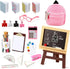 18 Piece Mini School Supplies for Dolls, Doll House School Supplies Accessories Includes Doll Backpack Glasses Blackboard Mini Book Palette Paper ...