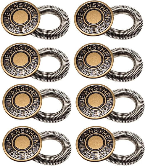 Pants Extender Button, 8 Pcs Jeans Waistband Extender Button No Sew Metal Collar Button Pregnancy Pant Extenders Elastic Spring Buttons for Jeans,...