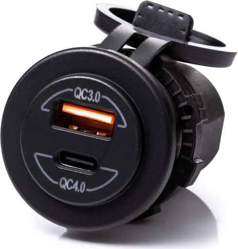 36W Socket Dual USB Type C PD 3.0 (36W) + USB A QC4.0 (18W) Fast Charger for Car, Boat, Marine & RVs...